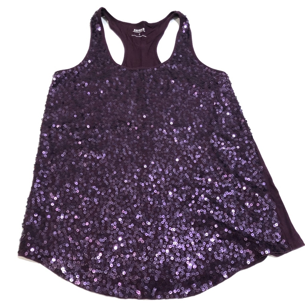 Express sequin razor back tank